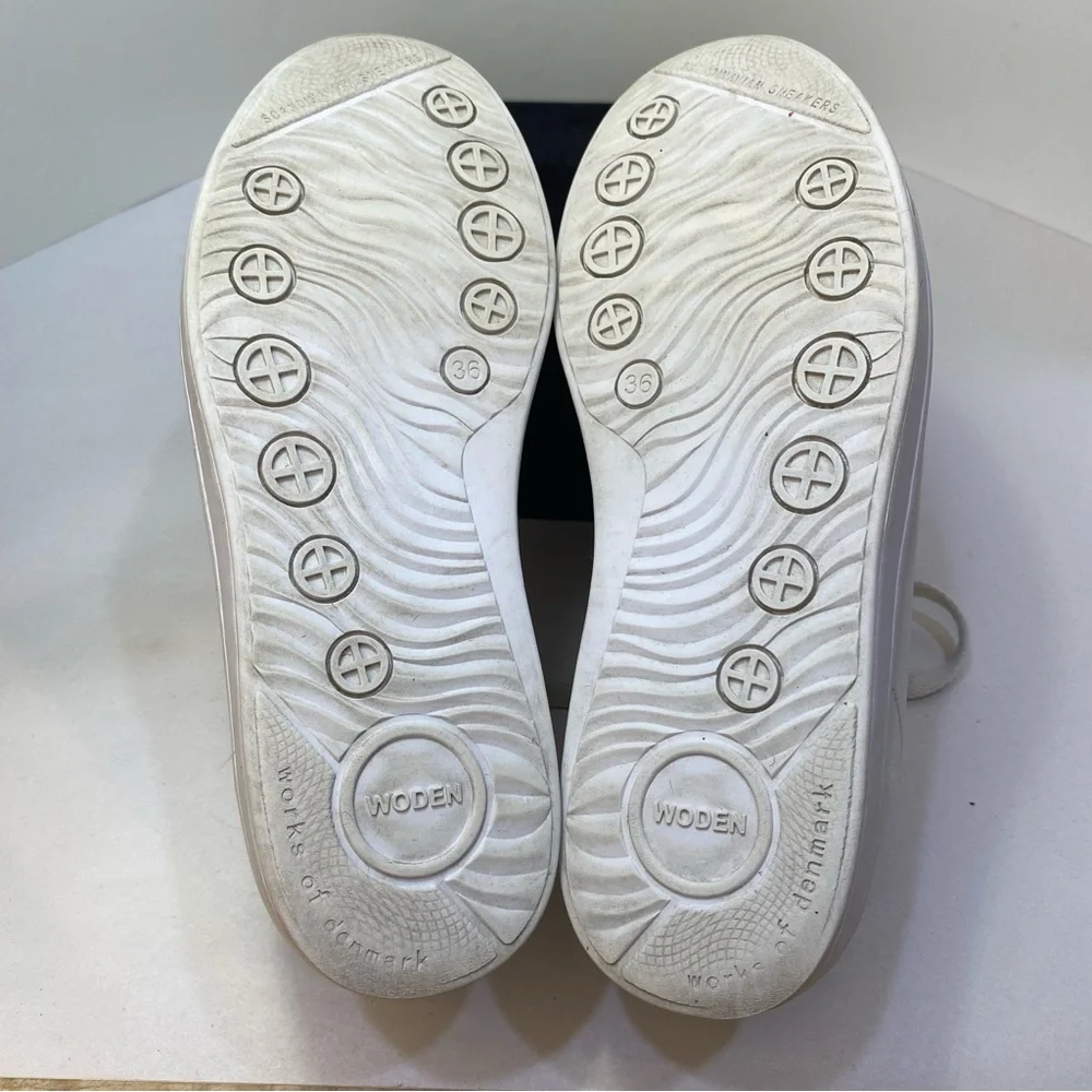 WODEN Leather Low Top Sneakers White Tan EU 36 US 5